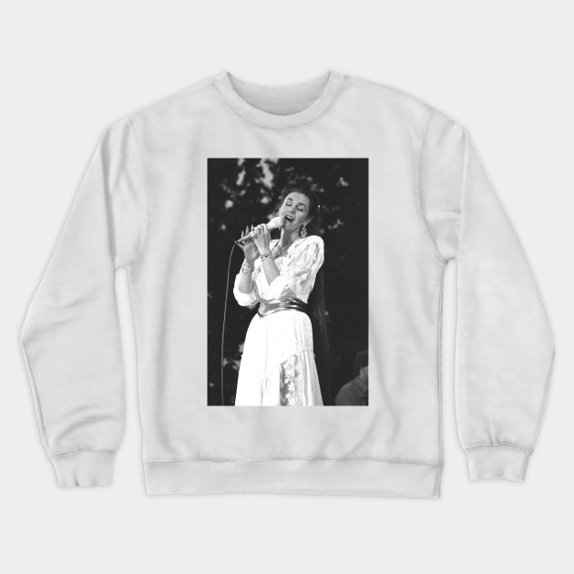 Crystal Gayle BW Photograph Crewneck Sweatshirt by Concert Photos